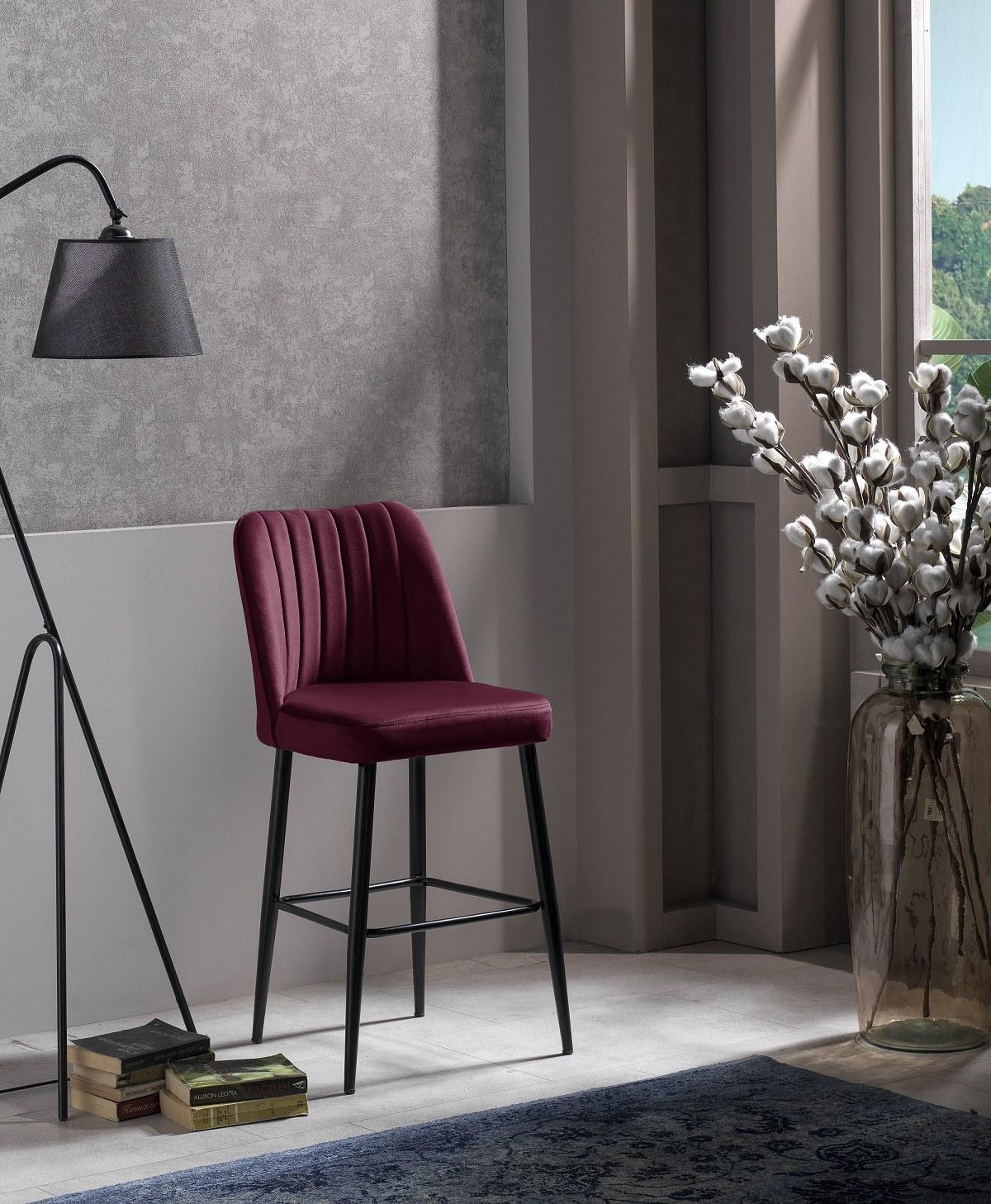 Hanah Home Set barskih stolica, 2 komada, Bordo-Crni