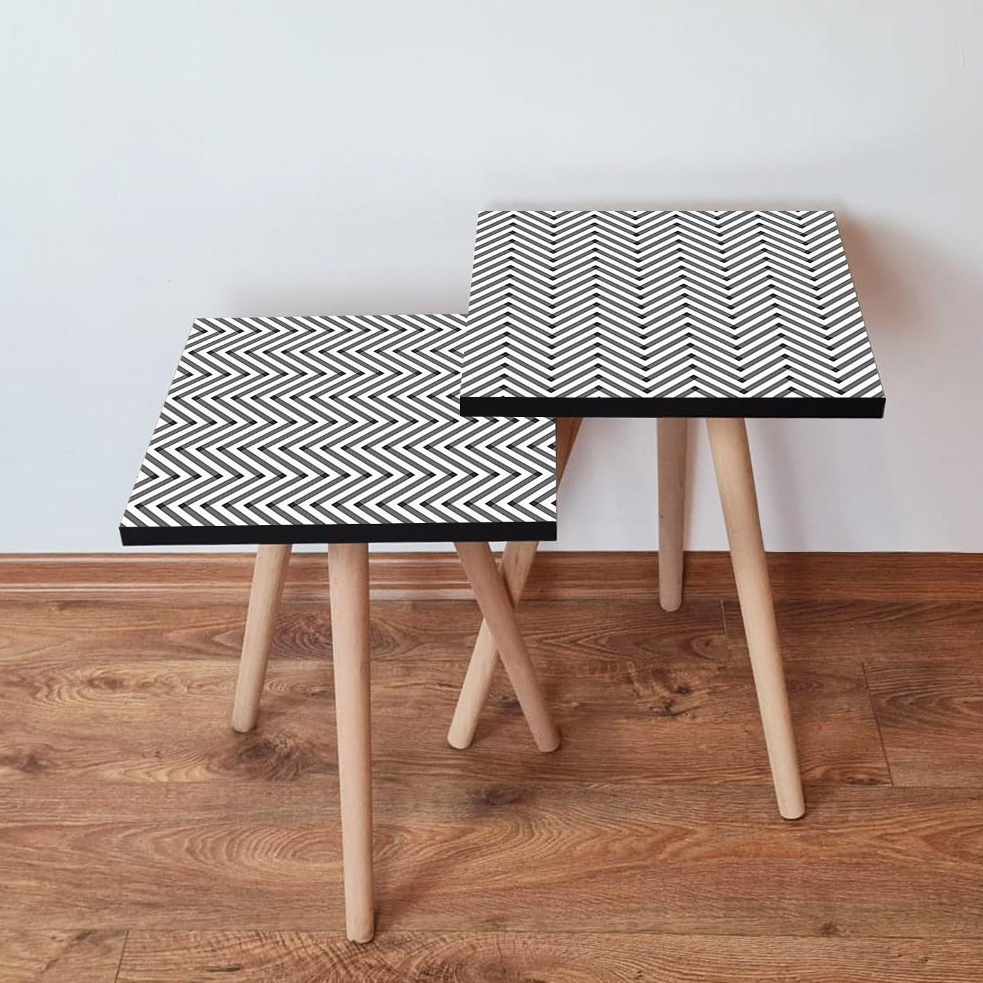 Hanah Home Set klub stolova, 2 dijela Bijelo-crni