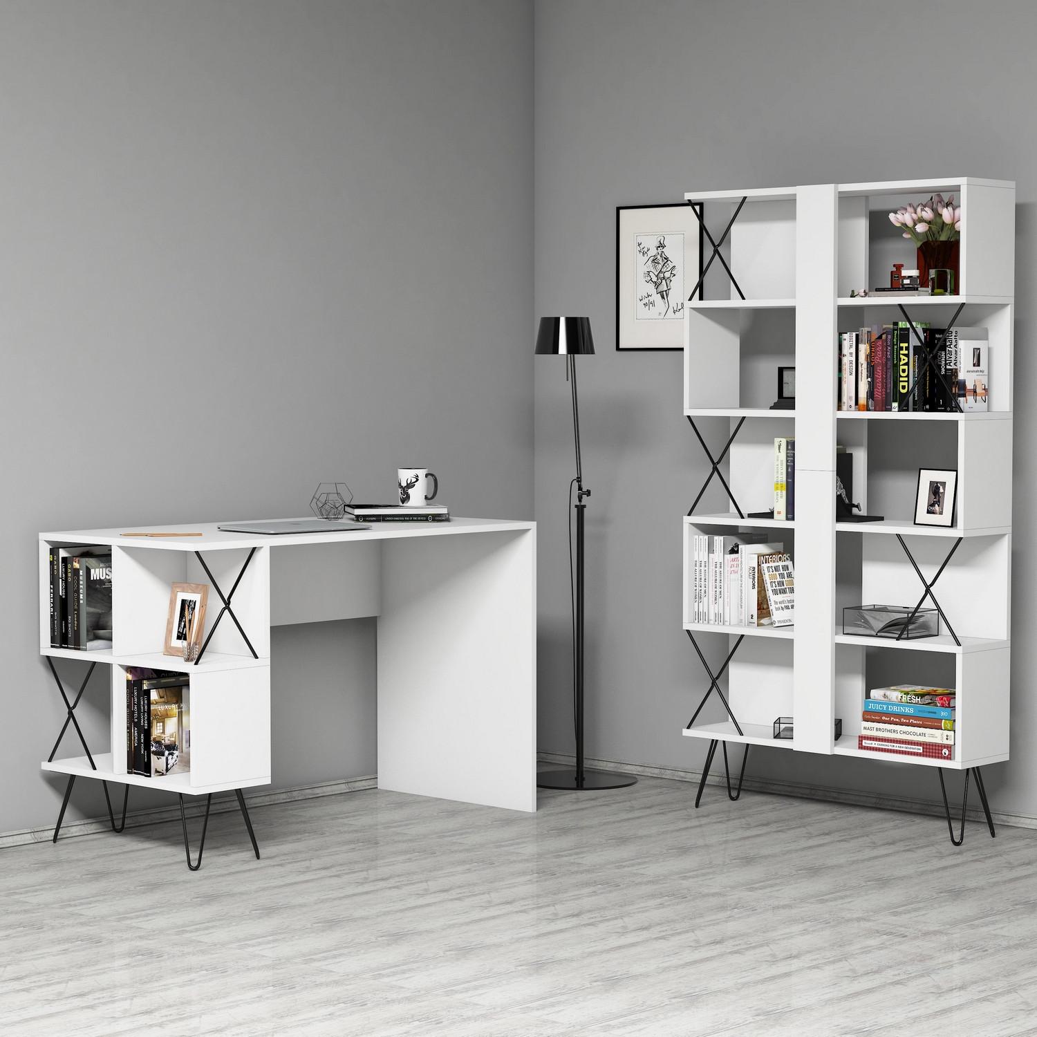 Hanah home Polica 120x78,8x60​cm Bijelo-Crna
