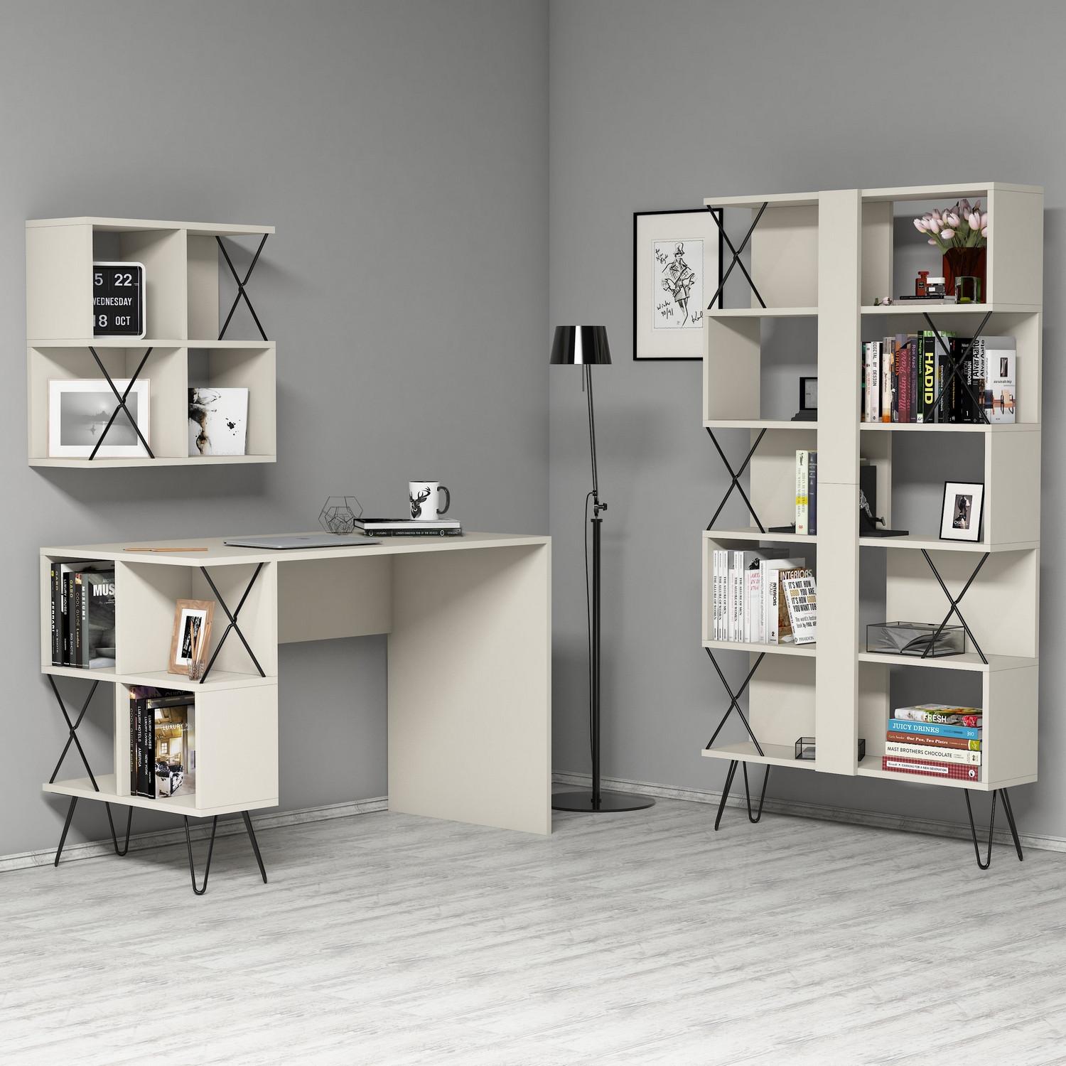 Hanah home Polica 120x78,8x60​cm Krem-Crna