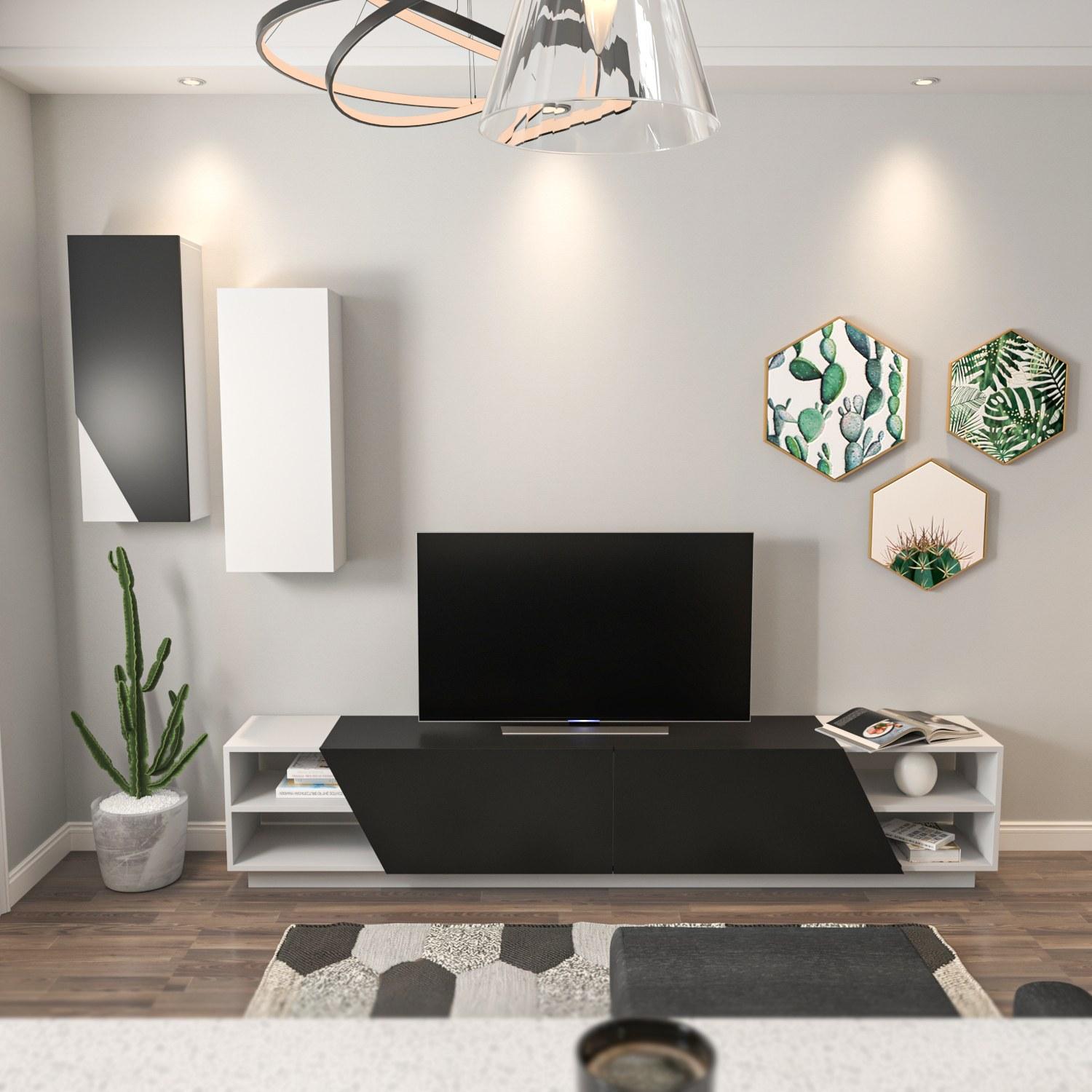 Hanah home TV komoda Zebra Crno-Bijela