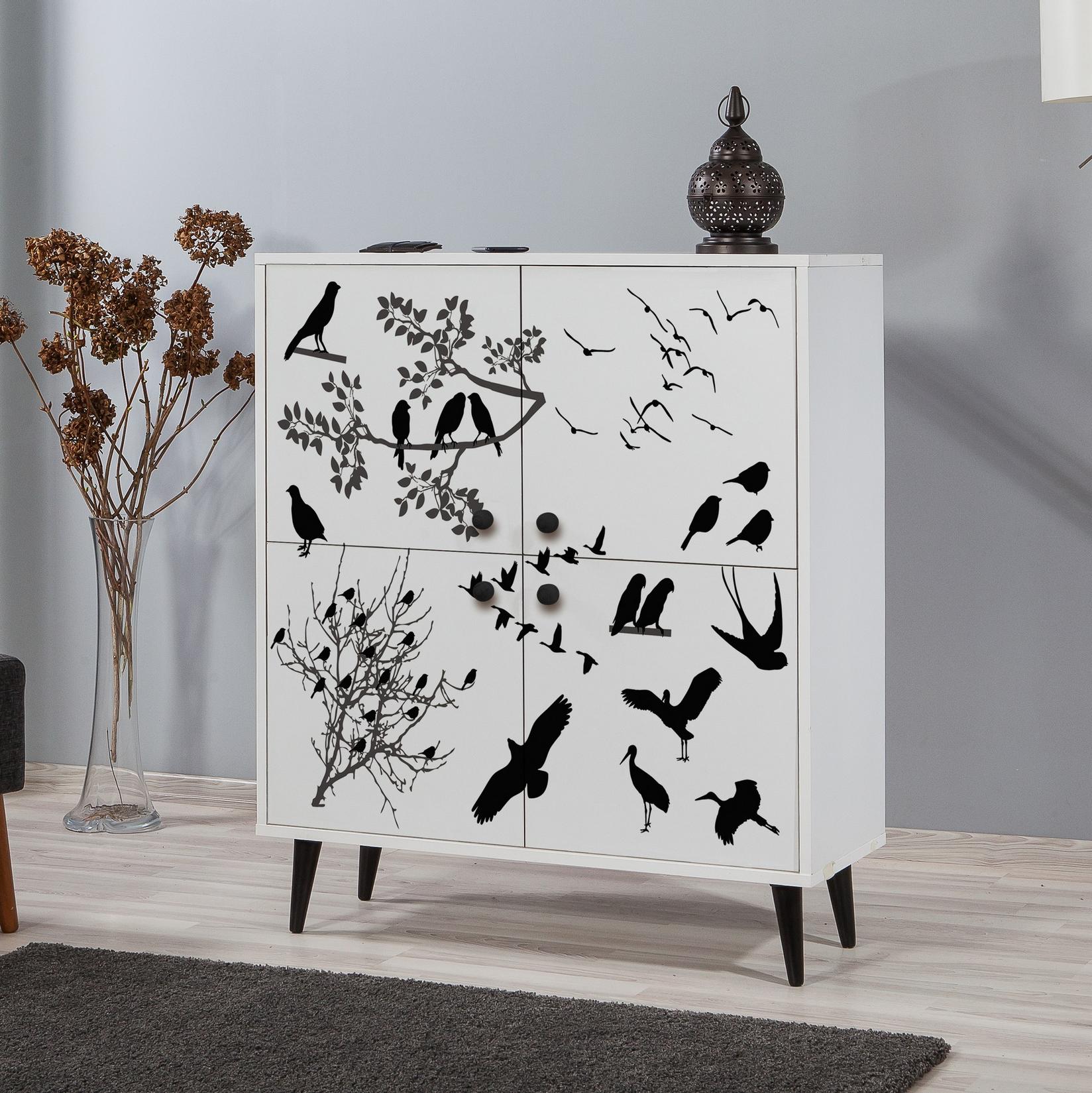 Hanah Home Komoda Multilux Manyas 95x111x36cm Bijelo-crna