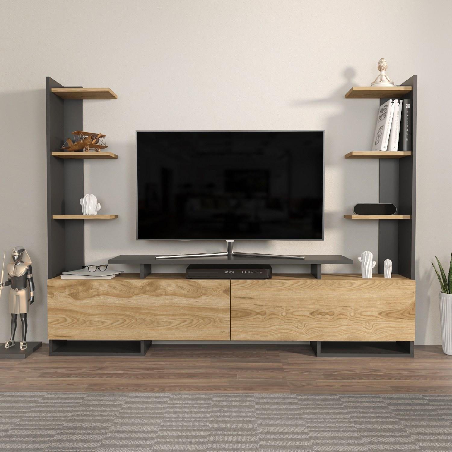 Hanah home TV komoda Ava hrast-crna