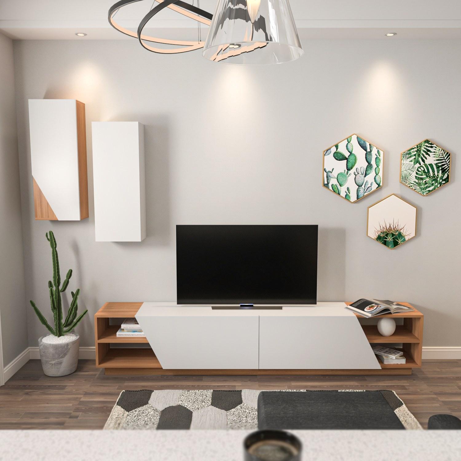 Hanah home TV komoda Zebra Hrast-Bijela