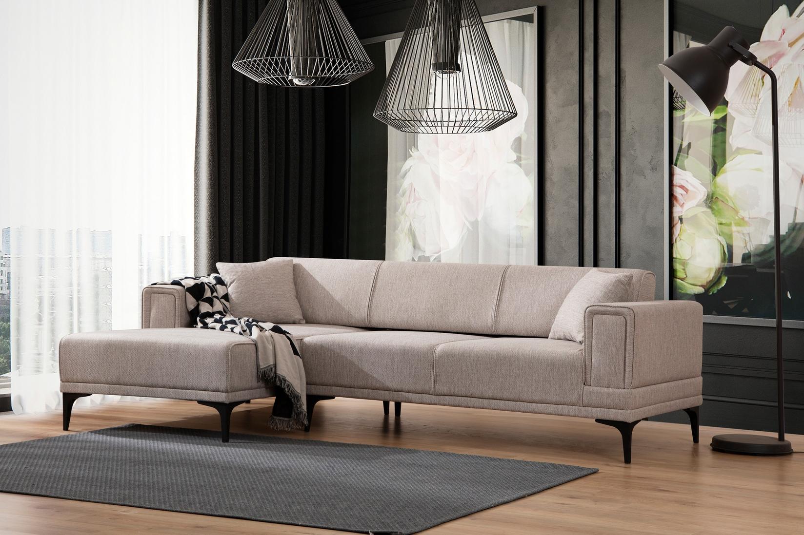 Atelier del Sofa Ugaona garnitura Horizon, 85x43x207 cm, Svetlobraon