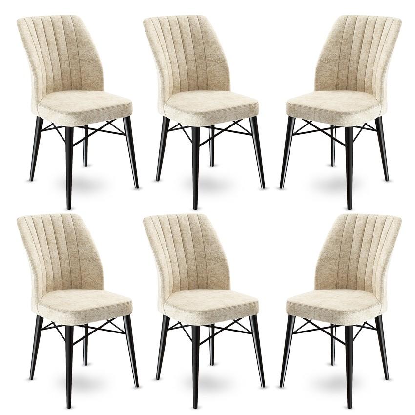 Hanah Home Set 6 trpezarijskih stolica Flex Krem-Crni