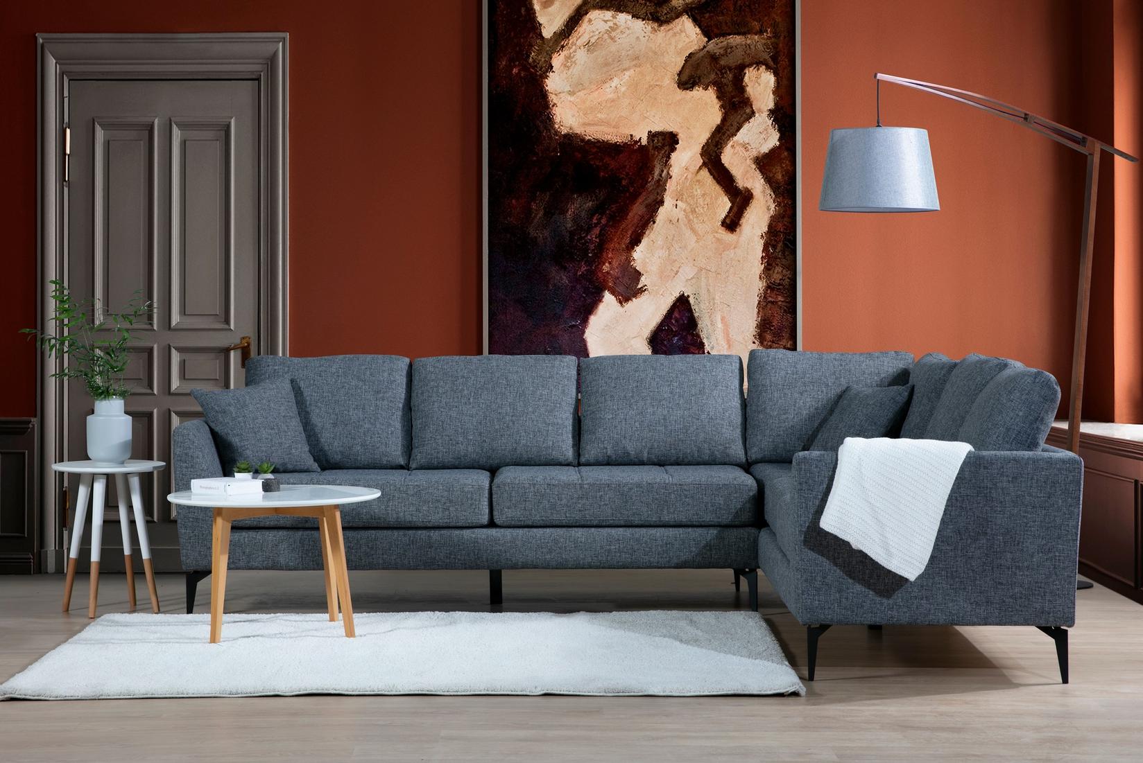 Atelier del Sofa Ugaona garnitura, 83x90x300 cm, Tamnosiva