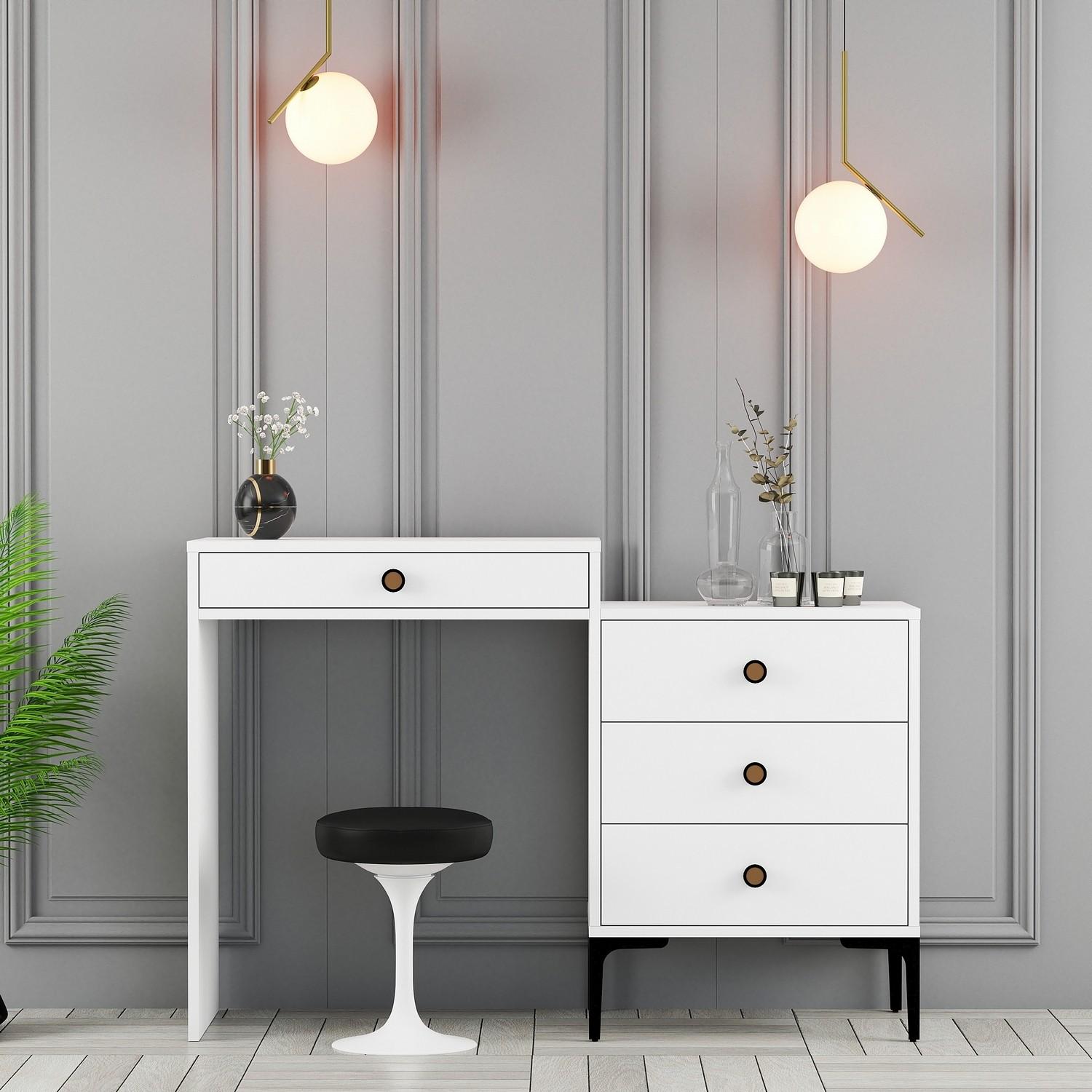 Hanah Home Stol za šminkanje 124x84.7x40cm Bijeli