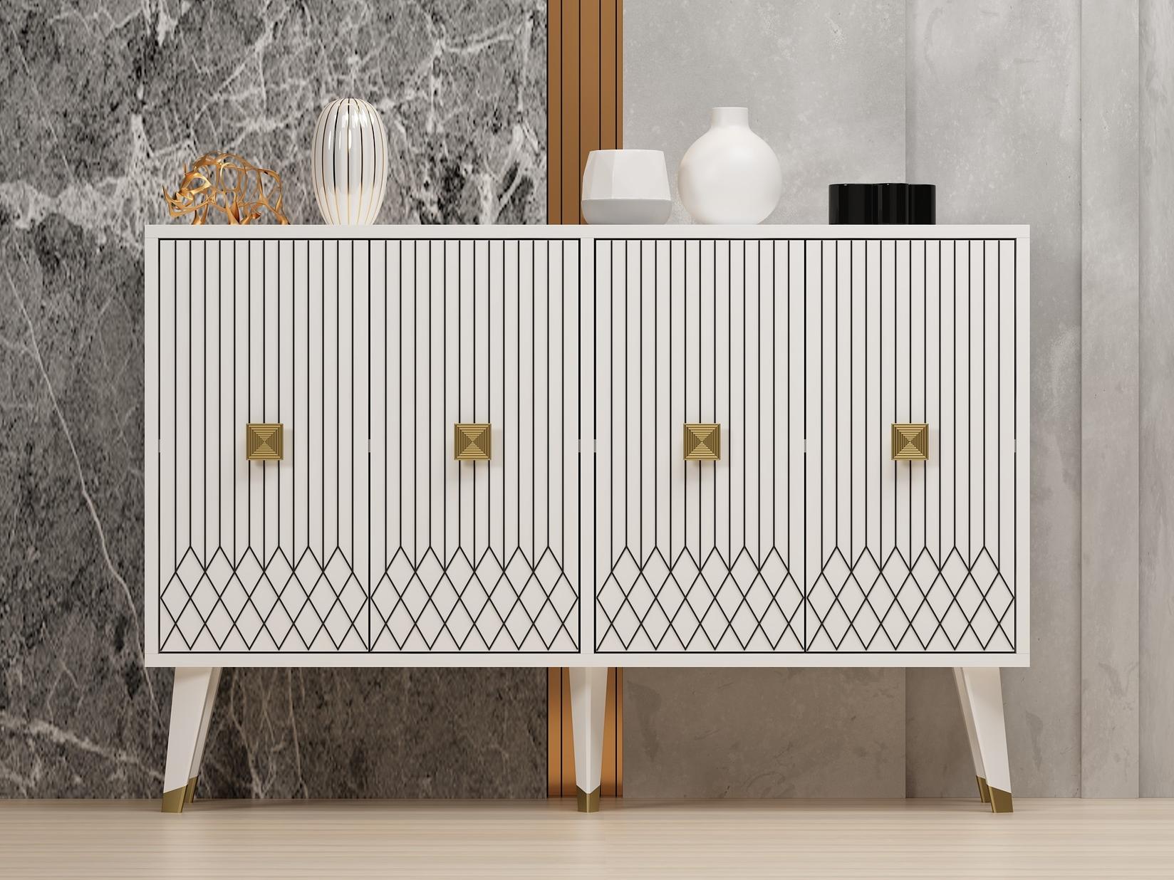 Hanah Home Komoda Carbin 120x80x30cm Bijelo-zlatna