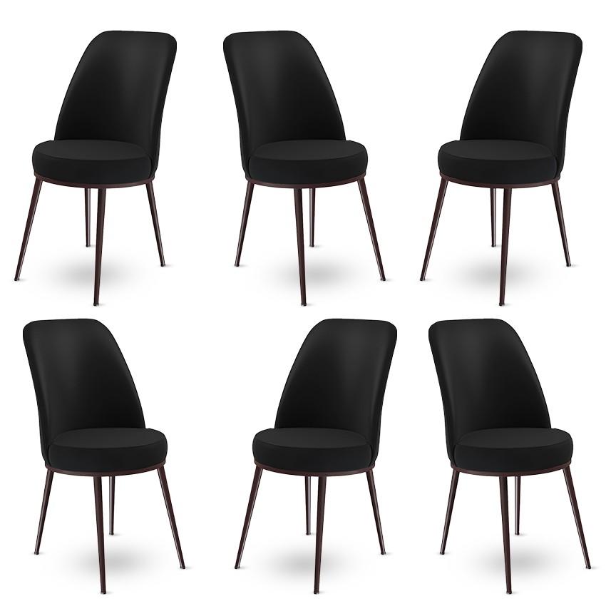 Hanah Home Set od 6 trpezarijskih stolica Dexa crno-smeđe boje