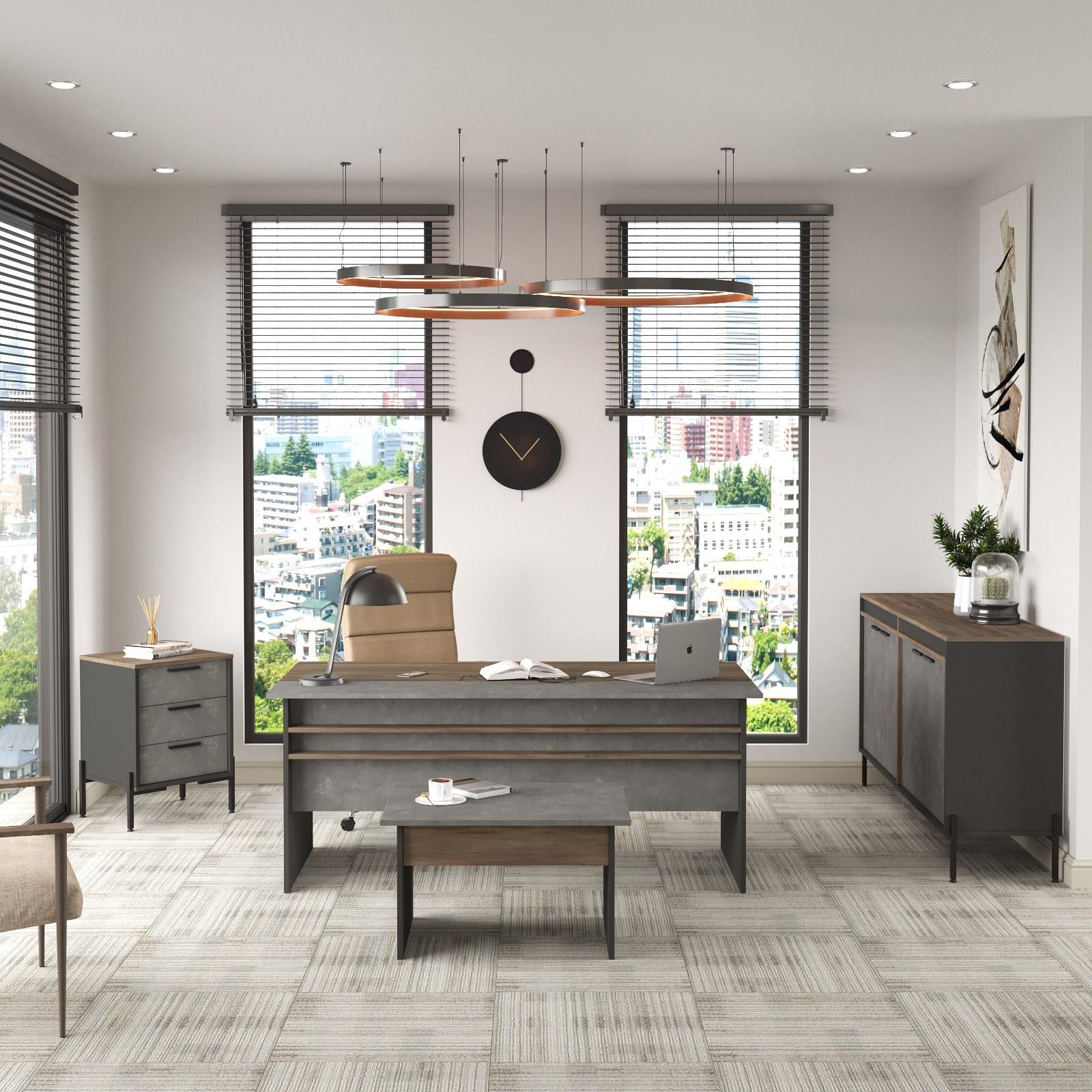 Hanah set za kućnu kancelariju, srebrno-antracit