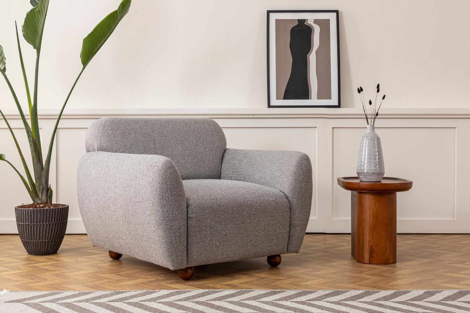 Atelier del Sofa Fotelja Eddy 86x86x90cm Svijetlosiva