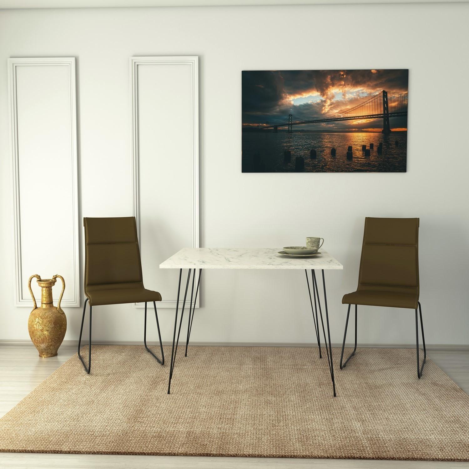 Hanah home Trpezarijski sto Sandalf Square, 90x75x90 cm, Crno-bijeli