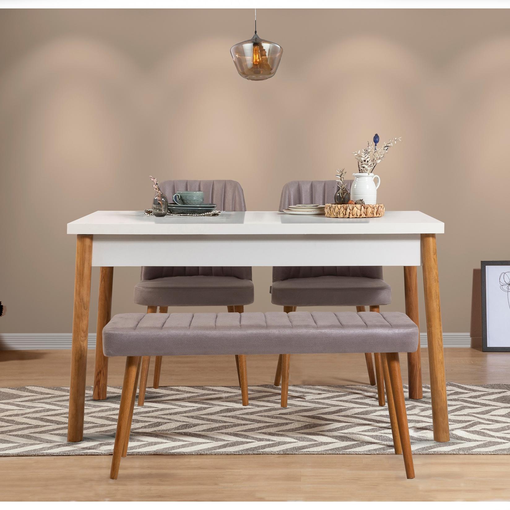 Hanah home Set trpezarijski sto, 2 trpezarijske stolice i klupa Costa Atlantice, Šareni