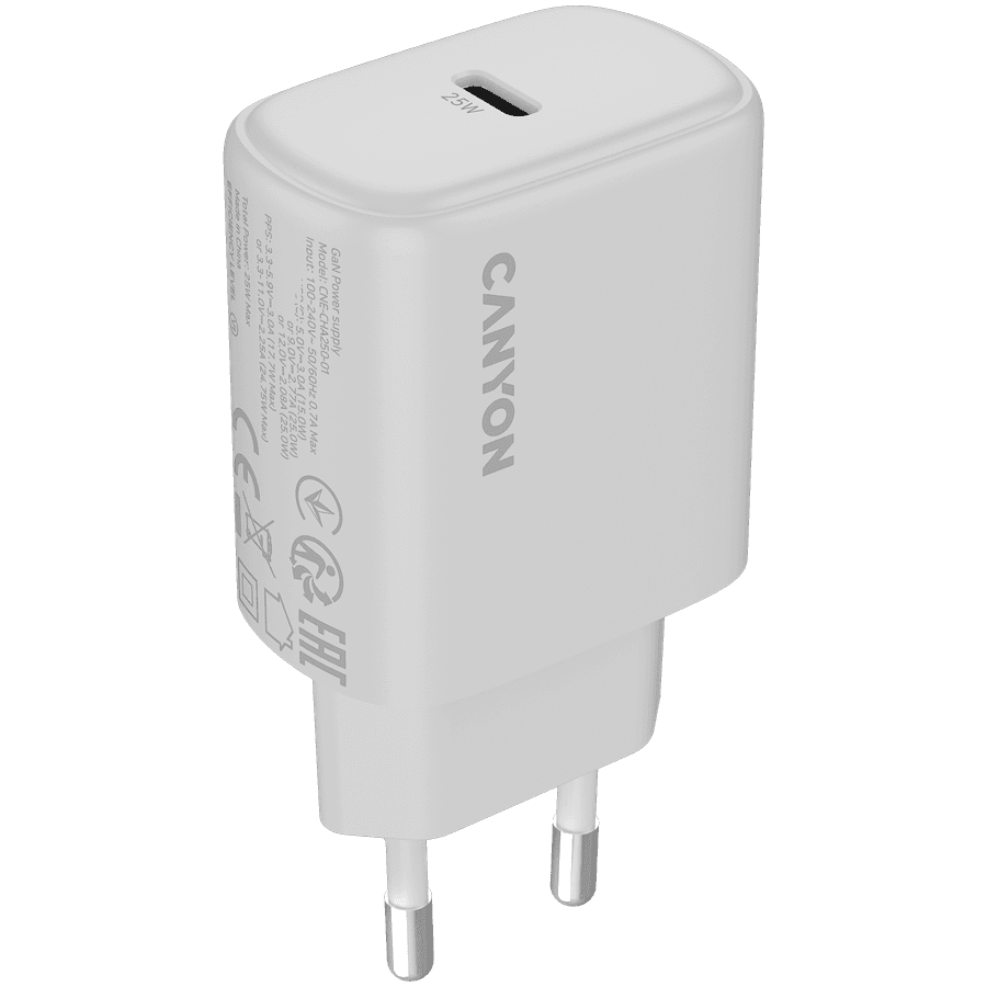 Canyon Punjač OnCharge 250, 25W, 1xPD EU, Bijeli