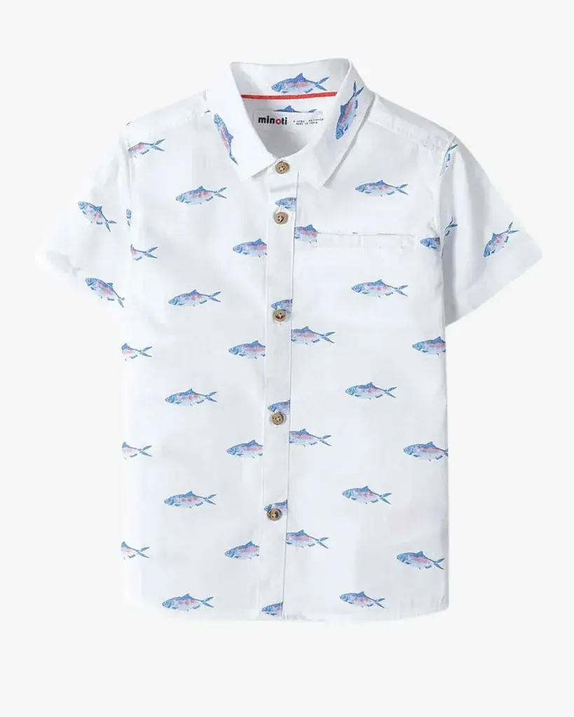 Minoti Košulja za dječake Ribice, Bijela