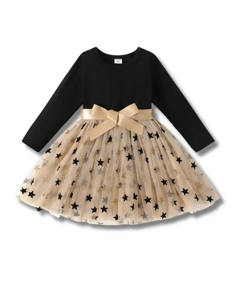 PatPat Haljina za djevojčice, Crno-smeđa