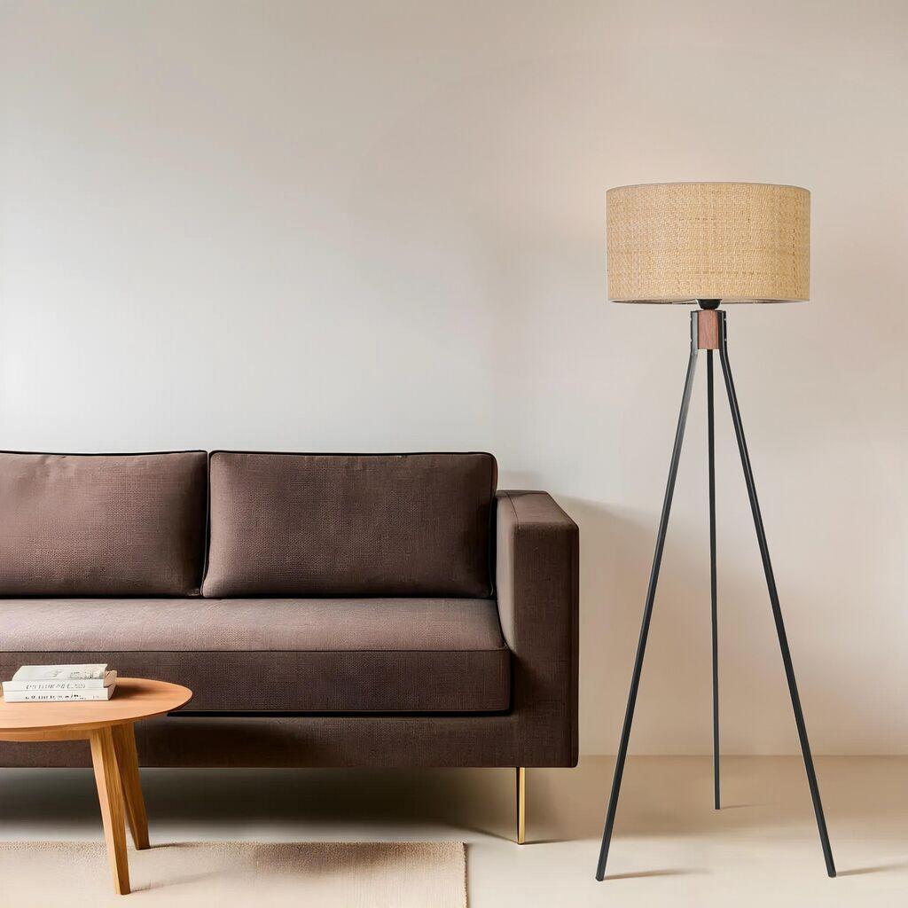 Opviq Podna lampa Fisco Hasir Rattan, 155 cm, E27, Crna