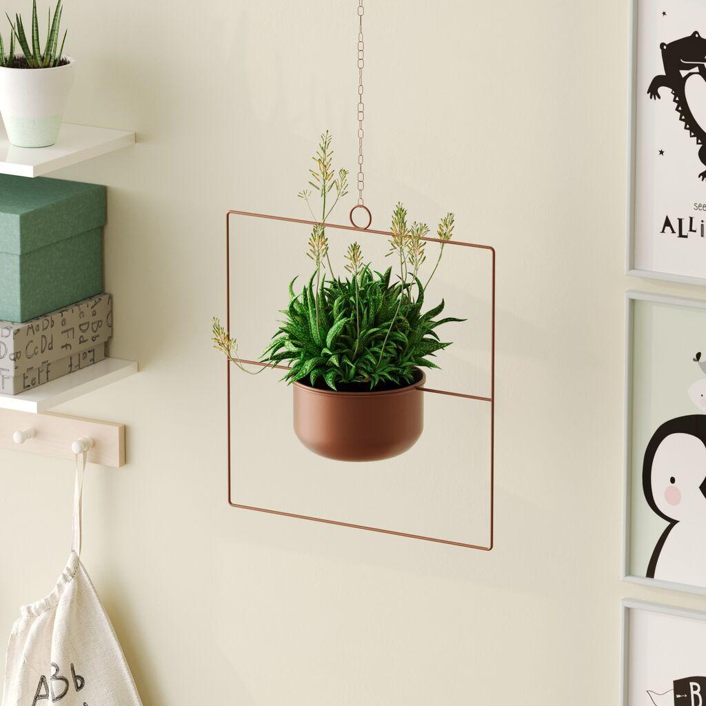 Aberto Design Dekorativna saksija za cvijeće, privjesak, 40x40x17 cm, terakota