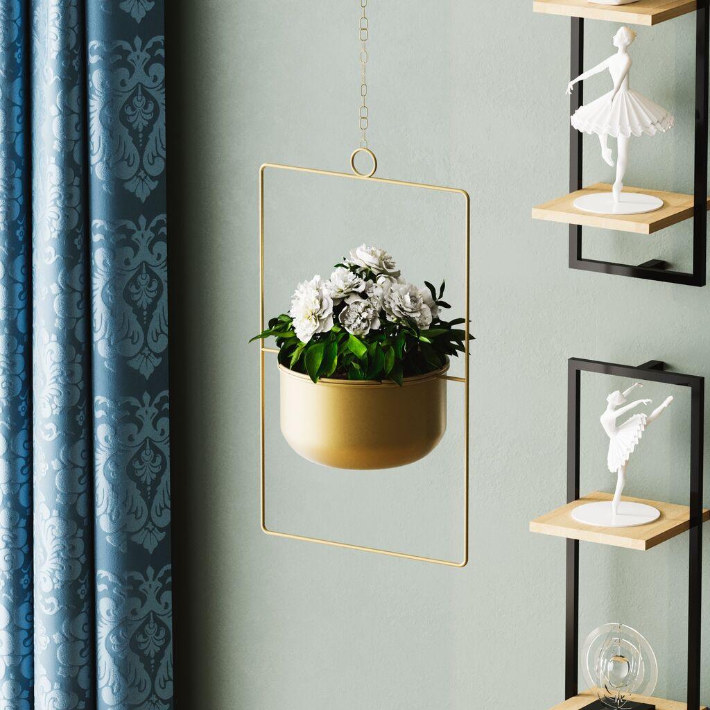 Aberto Design Dekorativna saksija Parapet, 25x40x17 cm, Zlatne boje