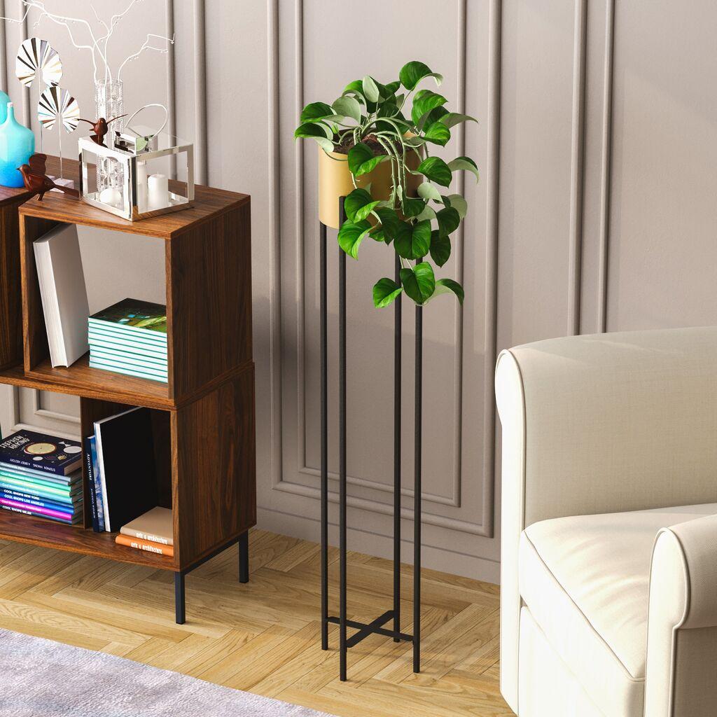 Aberto Design Ukrasna saksija GED-024-A, 23x108x23 cm, O 20 cm,, Crna i zlatna