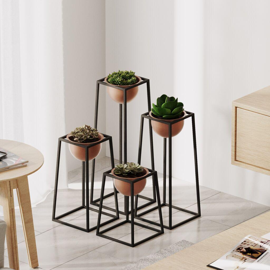 Aberto Design Set dekorativnih saksija GED-018-B, 17x30 cm, Crno-terakota