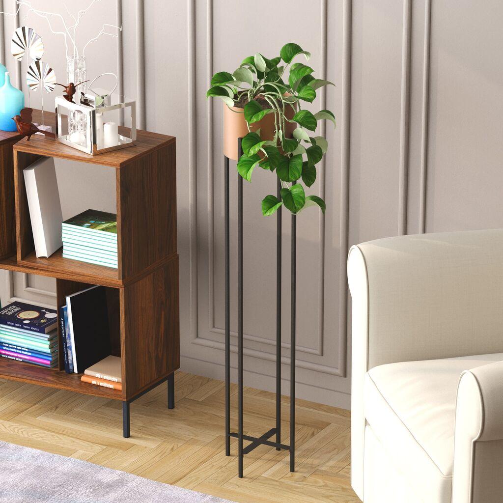 Aberto Design Dekorativna saksija GED-024-B, 108 cm, O 20 cm , Crno-terakota