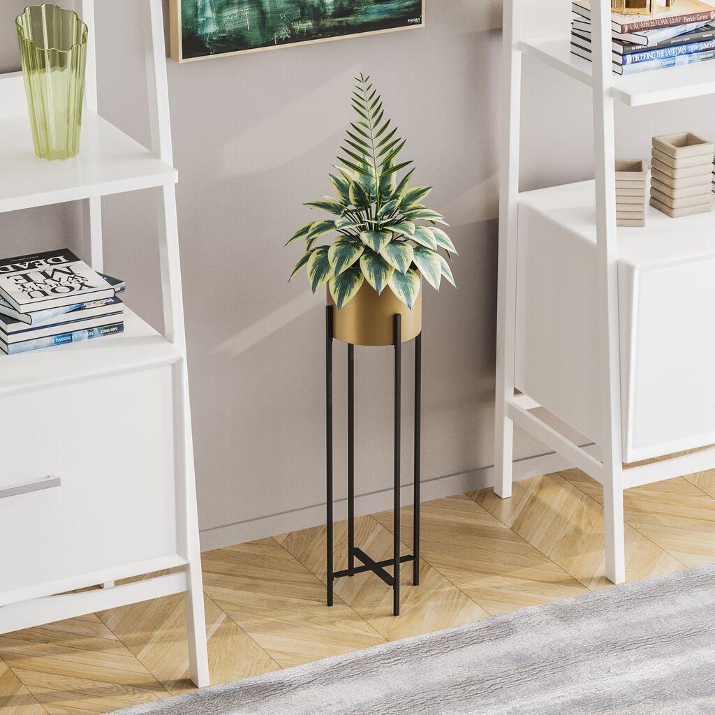 Aberto Design Dekorativna saksija GED-025-A, 23x78x23 cm, O 20 cm, Crno-zlatna