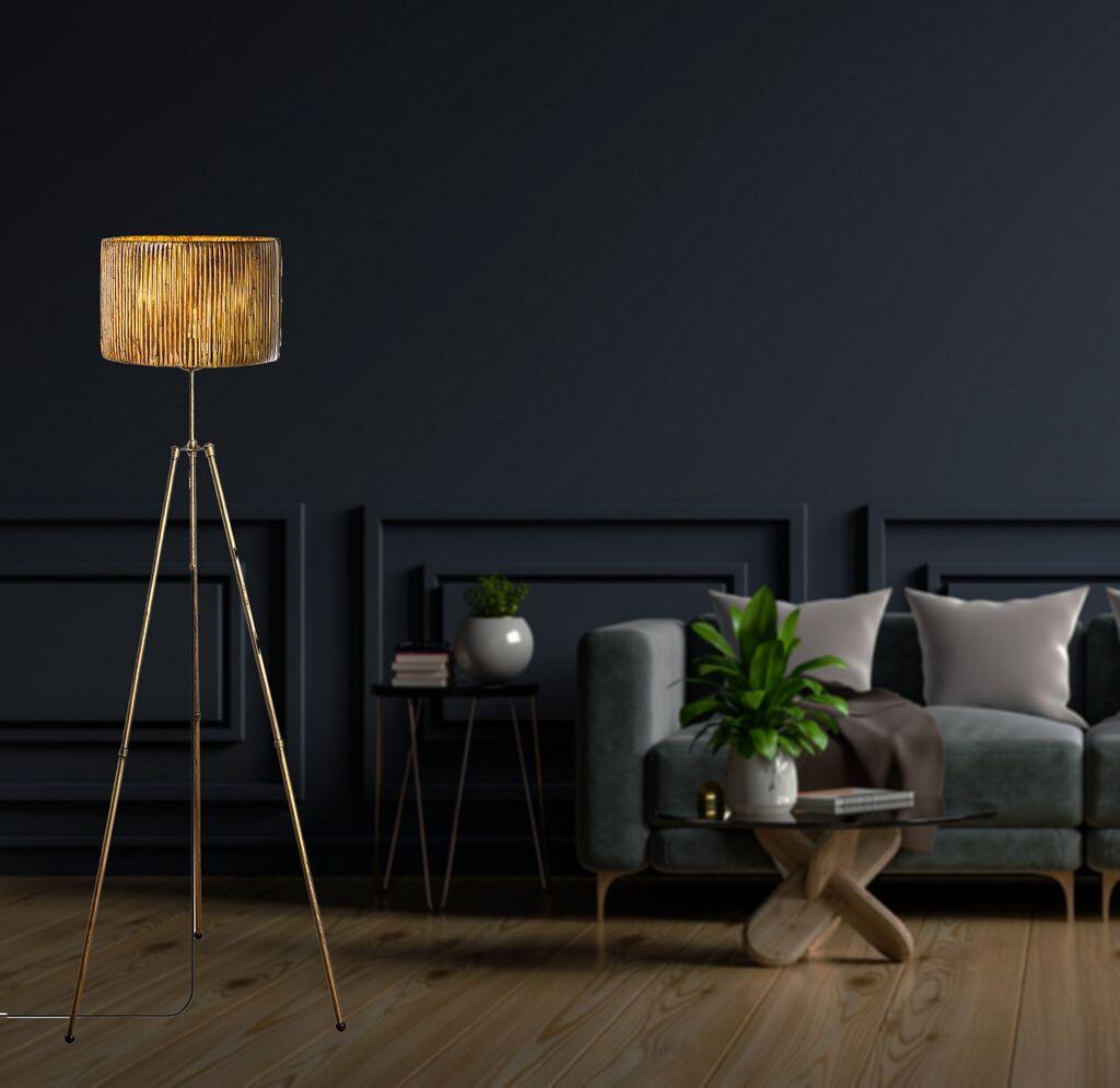 Opviq Podna lampa na točak, 160 cm, zlatna boja