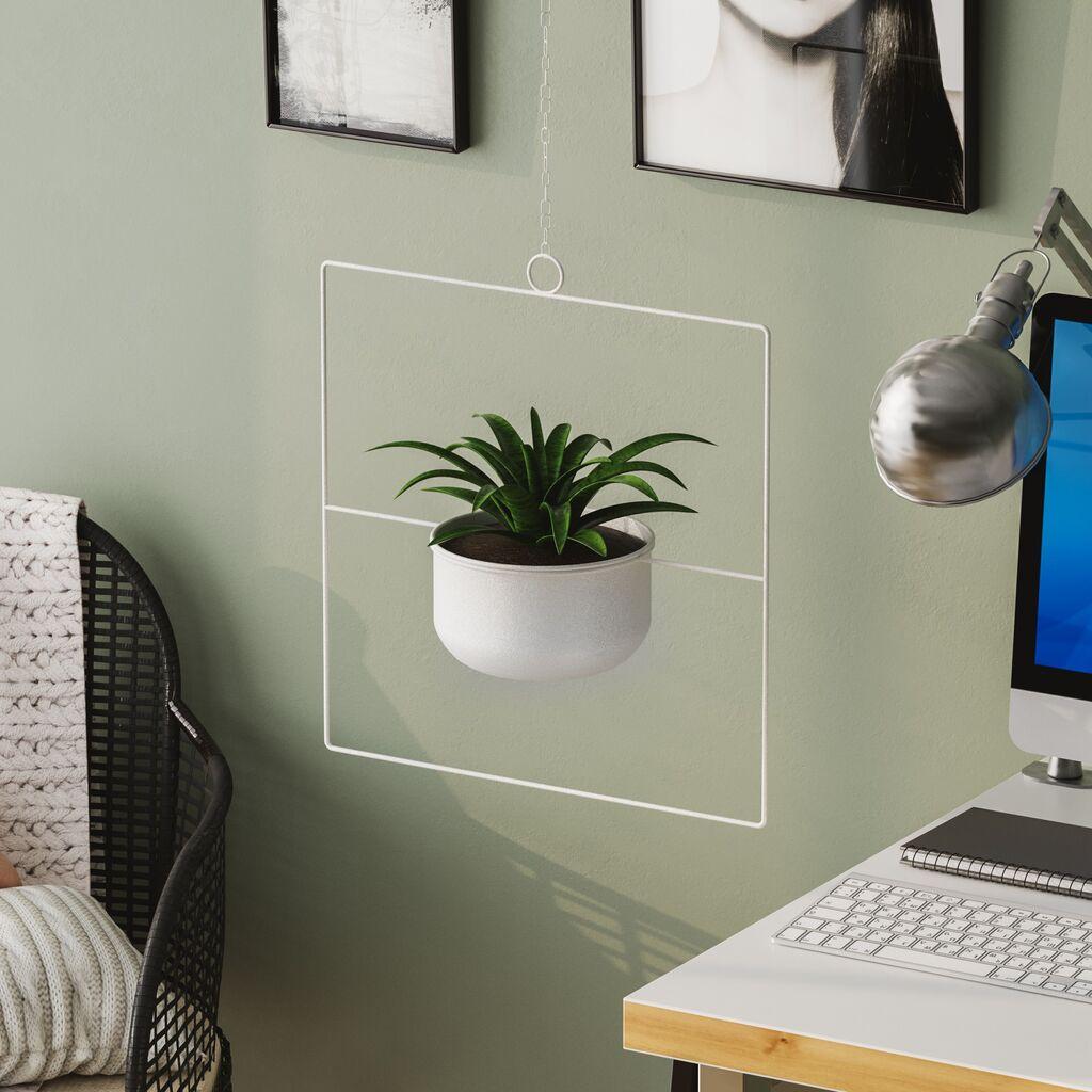 Aberto Design Dekorativna saksija sa visećim priborom, 40x40x17 cm, Bijela