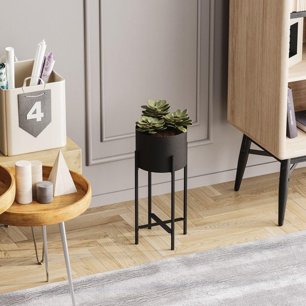 Aberto Design Dekorativna saksija GED-026, 23x48 cm, O 20 cm,, Crna