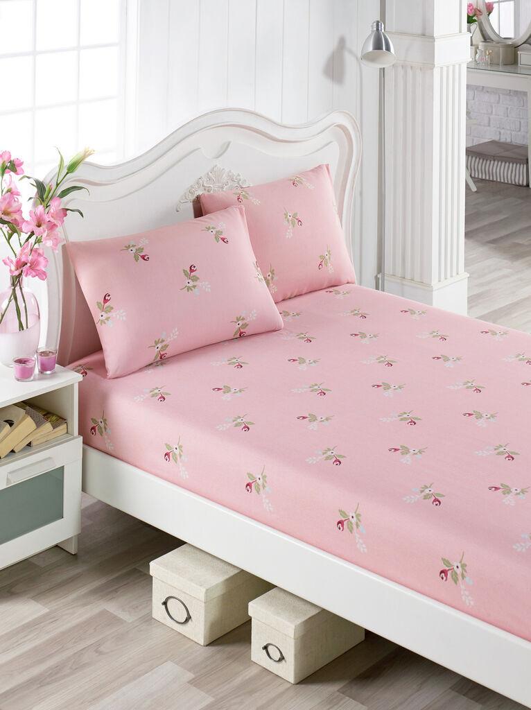 L'essentiel Maison set čaršava i 2 jastučnice Alanur, 160x200+20 cm, roze-zelena