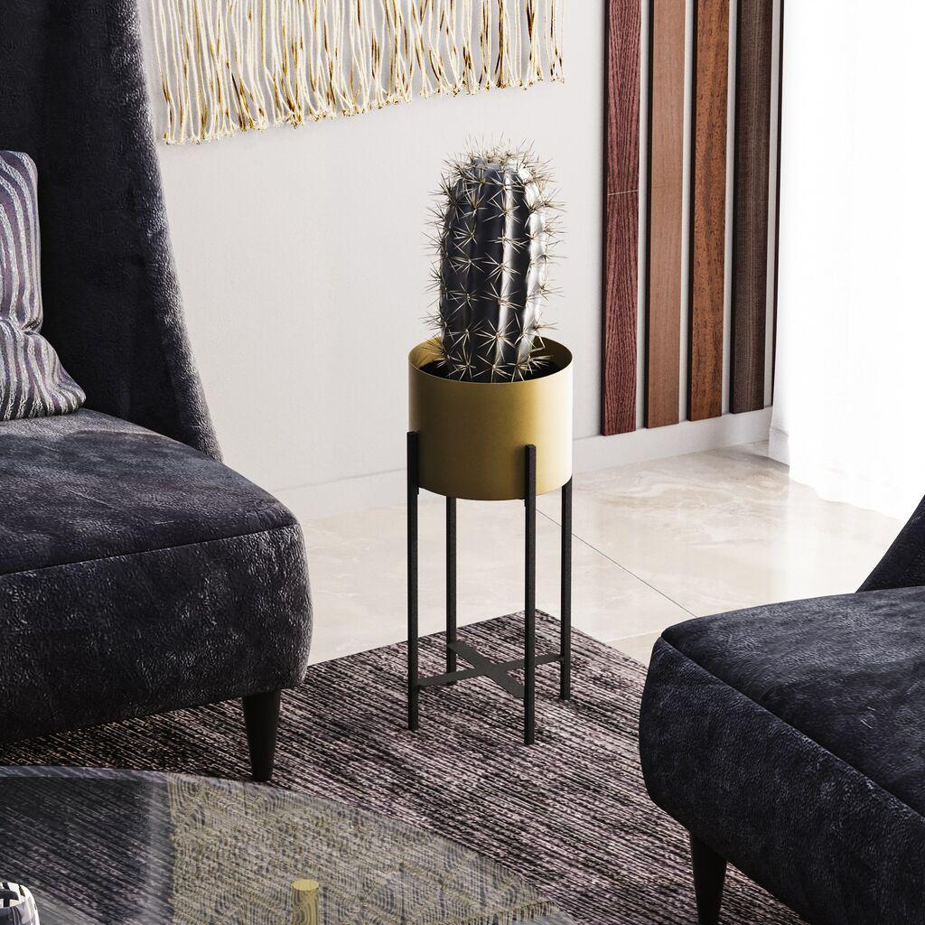 Aberto Design Dekorativna saksija GED-026-A, 23 cmx48 cm, Crna i zlatna