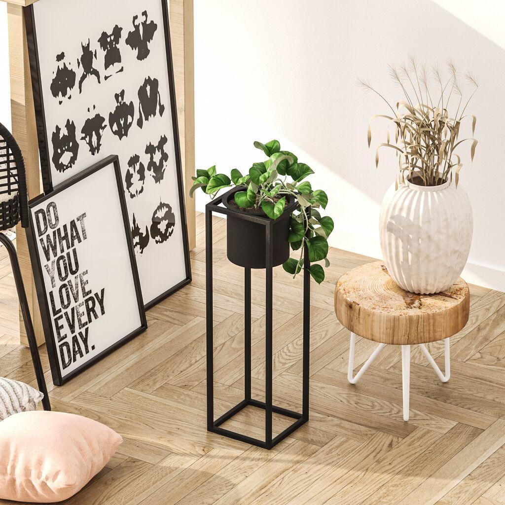 Aberto Design Dekorativna saksija GED-023, 15x50x15 cm, O 12 cm,, Crna