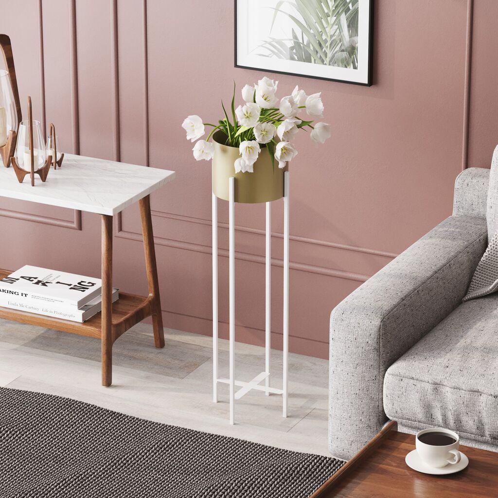 Aberto Design Dekorativna saksija GED-025-C, 23x78x23 cm, Bijela