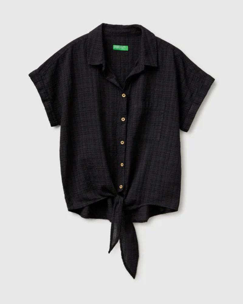 Benetton Ženska bluza s čvorom 5ONVDQ0EM-100-L, Crna