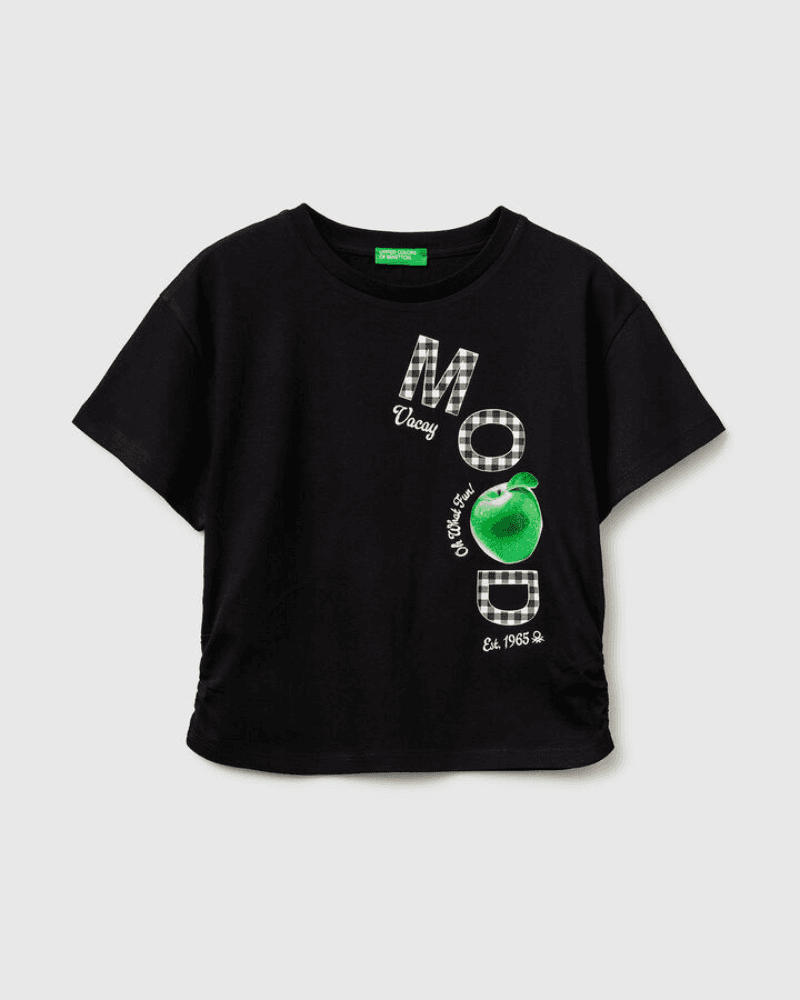 Benetton Majica za djevojčice 3I1XC10SWG-100-XL, Crna