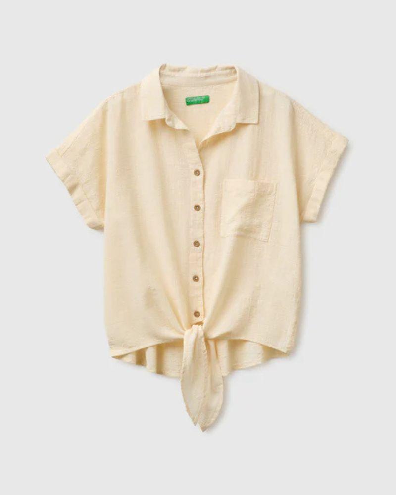 Benetton Ženska bluza s čvorom 5ONVDQ0EM-25E-L, Breskva boja