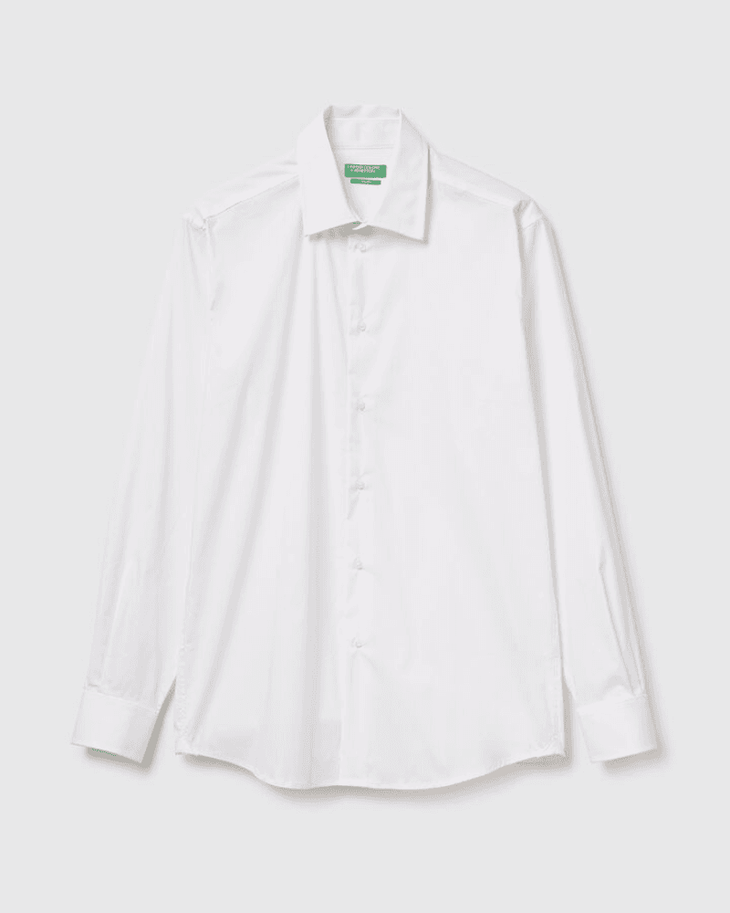 Benetton Ženska uska košulja 551MUQ049-101-EL, Bijela