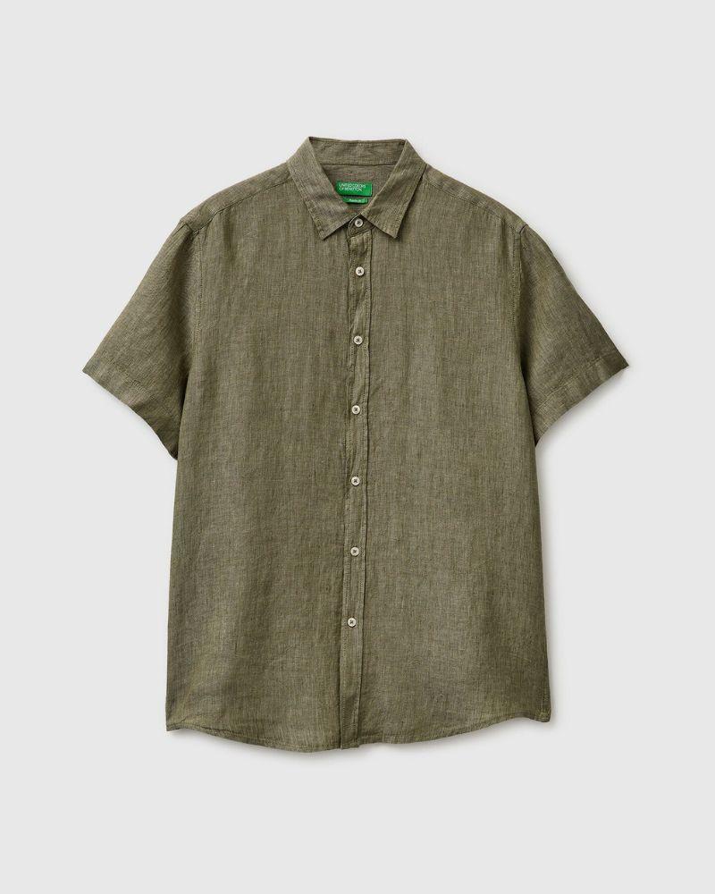 Benetton Muška košulja kratkih rukava 5BKU5QJH8-95Y-L, Zelena