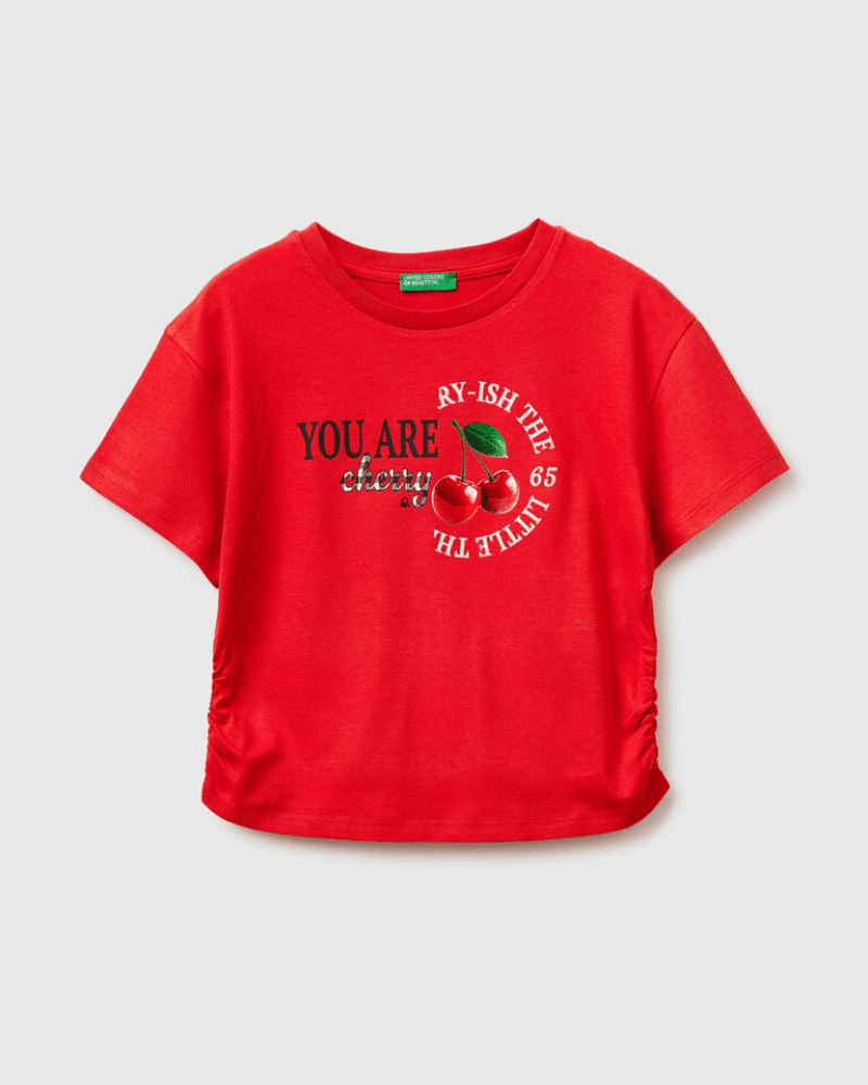 Benetton Majica za djevojčice 3I1XC10SWG-30A-EL, Crvena