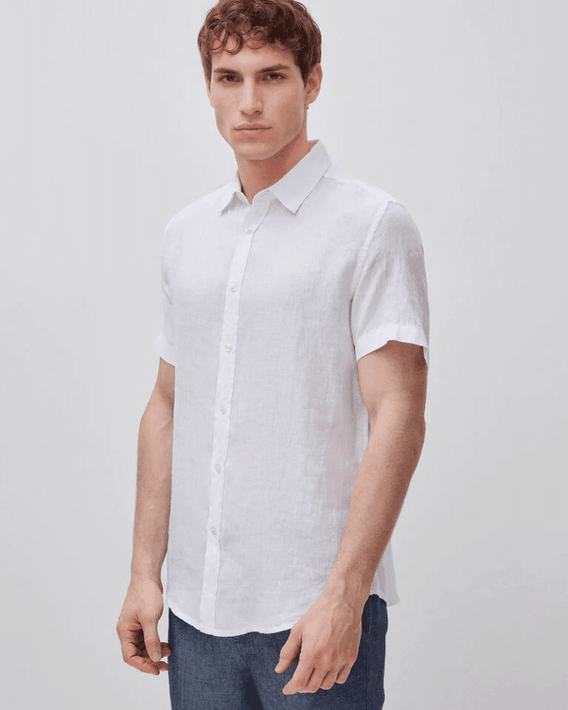 Benetton Muška košulja kratkih rukava 5BKU5QJH8C-101-L, Bijela