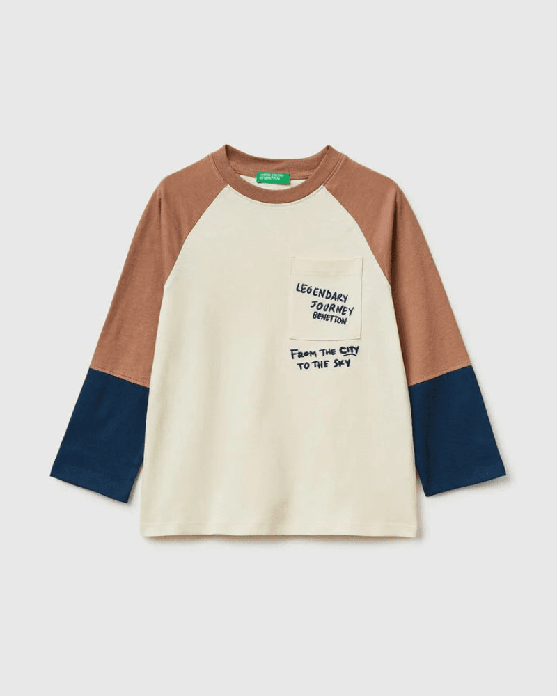 Benetton Majica za dječake 3I1XG10M0P-3C9-YS, Krem