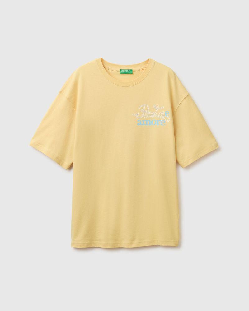 Benetton Ženska majica s printom 3096D10D1-3E2-S, Žuta