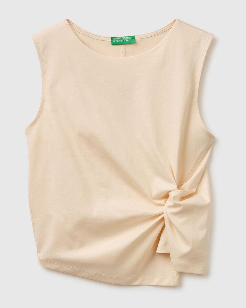 Benetton Ženska majica s čvorom 39JSDH01G-25E-L, Bež