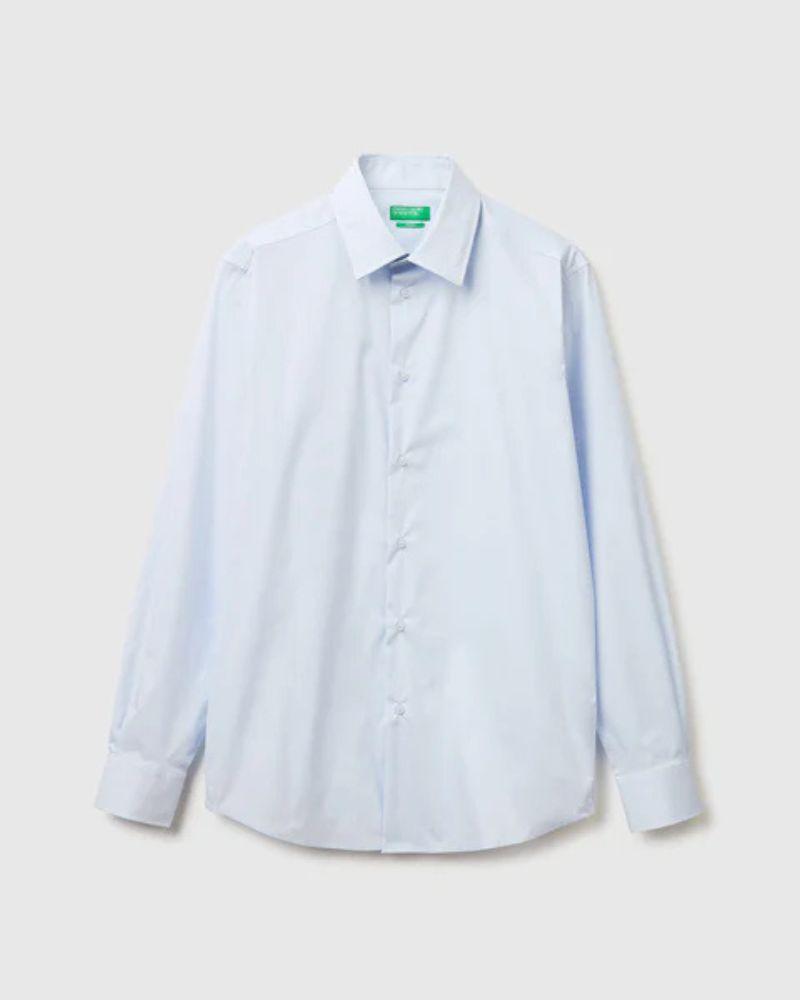 Benetton Ženska uska košulja 551MUQ049-30J-XL, Svijetloplava