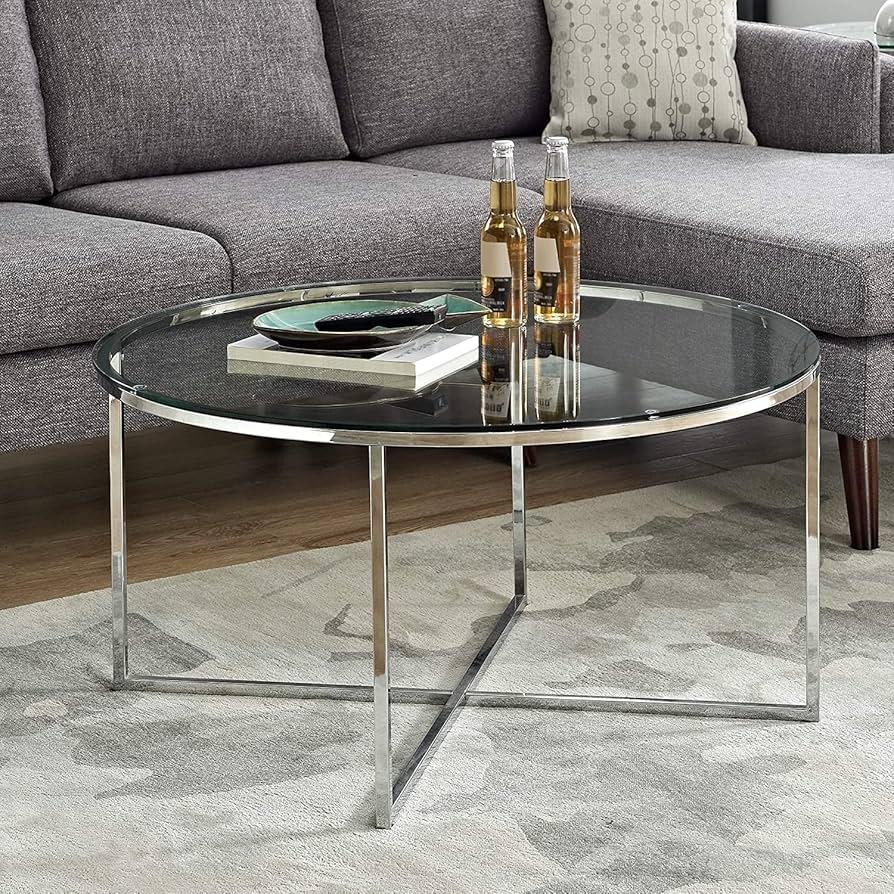 Milleryt Stol za kavu, okrugli, srebrne boje