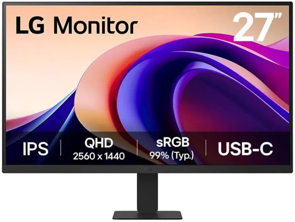 LG Monitor 27U631A-B, 27", QHD, 100Hz, IPS, 5ms, 250cd, HDMI, Tip-C (15W), VESA 100x100, Tilt, Tamnosivi