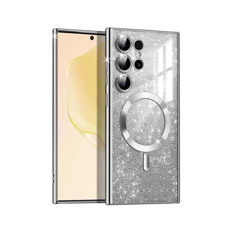 Maska za mobilni telefon Samsung S25 Ultra, MagSafe, Glitter, Srebrna boja