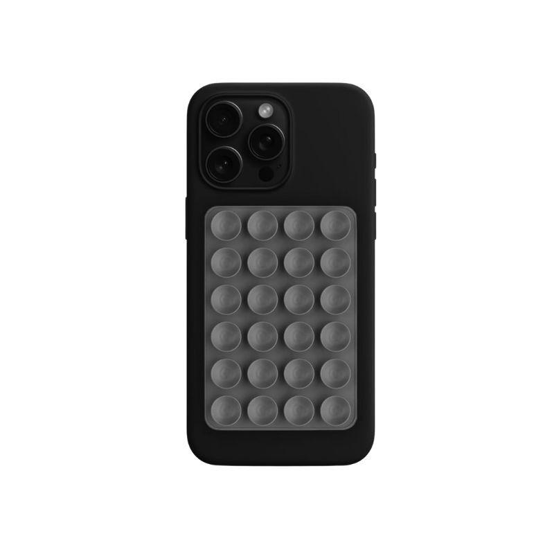 Silikonski držač za telefon sa vakum čepićima, Crni